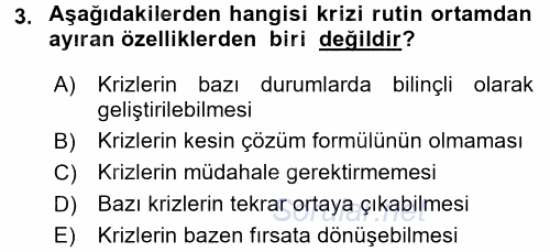 Halkla İlişkiler Uygulamaları ve Örnek Olaylar 2017 - 2018 Ara Sınavı 3.Soru