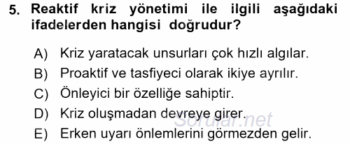 Halkla İlişkiler Uygulamaları ve Örnek Olaylar 2017 - 2018 Ara Sınavı 5.Soru
