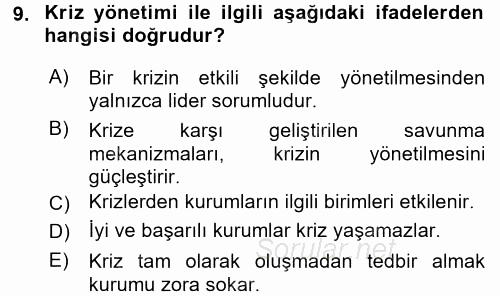Halkla İlişkiler Uygulamaları ve Örnek Olaylar 2017 - 2018 Ara Sınavı 9.Soru