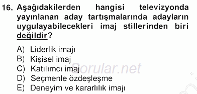 Marka İletişim Kampanyaları 2012 - 2013 Ara Sınavı 16.Soru