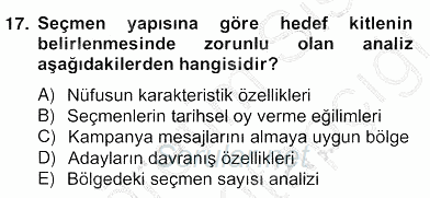 Marka İletişim Kampanyaları 2012 - 2013 Ara Sınavı 17.Soru