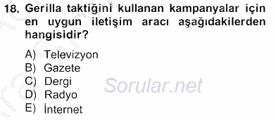 Marka İletişim Kampanyaları 2012 - 2013 Ara Sınavı 18.Soru