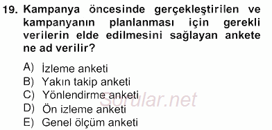 Marka İletişim Kampanyaları 2012 - 2013 Ara Sınavı 19.Soru
