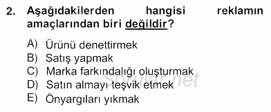 Marka İletişim Kampanyaları 2012 - 2013 Ara Sınavı 2.Soru
