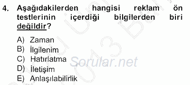 Marka İletişim Kampanyaları 2012 - 2013 Ara Sınavı 4.Soru