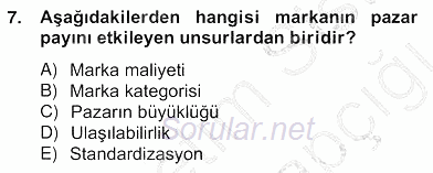 Marka İletişim Kampanyaları 2012 - 2013 Ara Sınavı 7.Soru