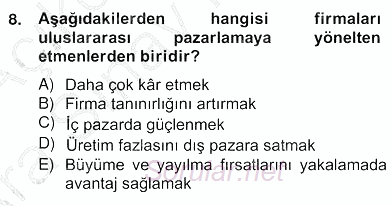 Marka İletişim Kampanyaları 2012 - 2013 Ara Sınavı 8.Soru