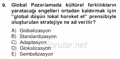 Marka İletişim Kampanyaları 2012 - 2013 Ara Sınavı 9.Soru