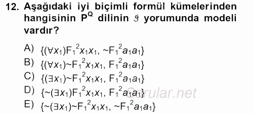 Sembolik Mantık 2012 - 2013 Dönem Sonu Sınavı 12.Soru