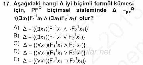 Sembolik Mantık 2012 - 2013 Dönem Sonu Sınavı 17.Soru