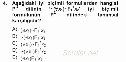 Sembolik Mantık 2012 - 2013 Dönem Sonu Sınavı 4.Soru