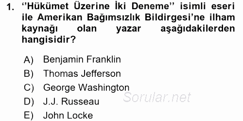 Osmanlı Devleti Yenileşme Hareketleri (1876-1918) 2017 - 2018 Ara Sınavı 1.Soru