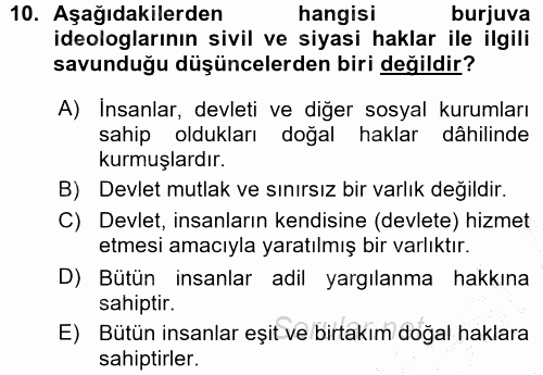 İnsan Hakları ve Demokratikleşme Süreci 2015 - 2016 Ara Sınavı 10.Soru