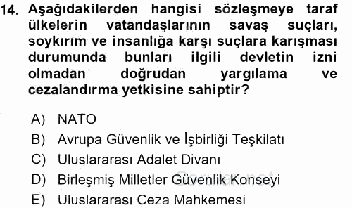 İnsan Hakları ve Demokratikleşme Süreci 2015 - 2016 Ara Sınavı 14.Soru