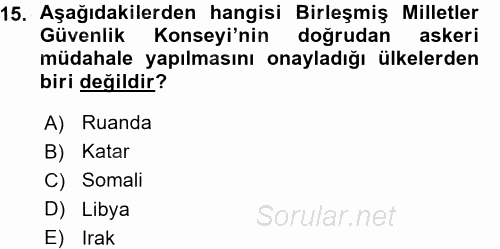 İnsan Hakları ve Demokratikleşme Süreci 2015 - 2016 Ara Sınavı 15.Soru