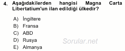 İnsan Hakları ve Demokratikleşme Süreci 2015 - 2016 Ara Sınavı 4.Soru