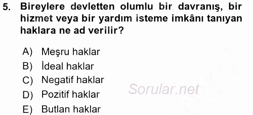 İnsan Hakları ve Demokratikleşme Süreci 2015 - 2016 Ara Sınavı 5.Soru