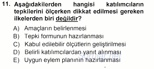 İşletmelerde Eğitim ve Geliştirme 2014 - 2015 Dönem Sonu Sınavı 11.Soru