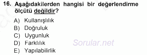 İşletmelerde Eğitim ve Geliştirme 2014 - 2015 Dönem Sonu Sınavı 16.Soru
