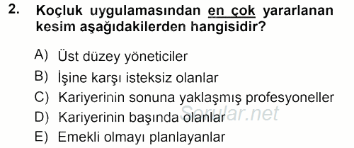 İşletmelerde Eğitim ve Geliştirme 2014 - 2015 Dönem Sonu Sınavı 2.Soru