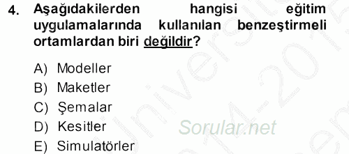 İşletmelerde Eğitim ve Geliştirme 2014 - 2015 Dönem Sonu Sınavı 4.Soru