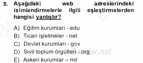 İşletmelerde Eğitim ve Geliştirme 2014 - 2015 Dönem Sonu Sınavı 5.Soru