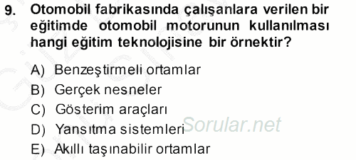 İşletmelerde Eğitim ve Geliştirme 2014 - 2015 Dönem Sonu Sınavı 9.Soru