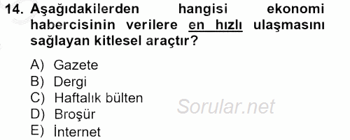 Haber Türleri 2012 - 2013 Dönem Sonu Sınavı 14.Soru