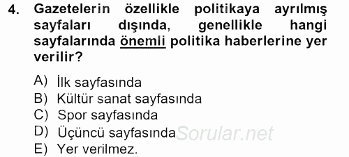 Haber Türleri 2012 - 2013 Dönem Sonu Sınavı 4.Soru