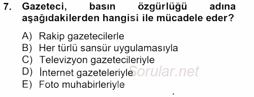 Haber Türleri 2012 - 2013 Dönem Sonu Sınavı 7.Soru