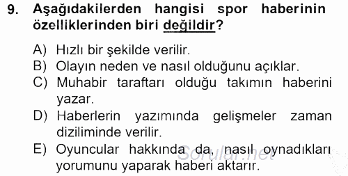 Haber Türleri 2012 - 2013 Dönem Sonu Sınavı 9.Soru