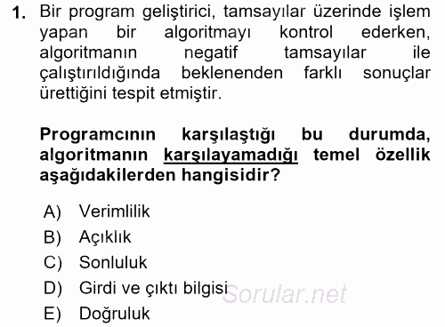 Programlama Ve Algoritmalar 2016 - 2017 Ara Sınavı 1.Soru