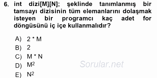 Programlama Ve Algoritmalar 2016 - 2017 Ara Sınavı 6.Soru