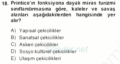 Kentsel ve Çevresel Koruma 2013 - 2014 Tek Ders Sınavı 18.Soru