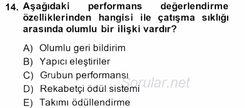 Çatışma ve Stres Yönetimi 1 2014 - 2015 Ara Sınavı 14.Soru