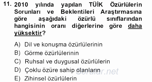 Sosyal Hizmet Kuruluşları 2013 - 2014 Tek Ders Sınavı 11.Soru