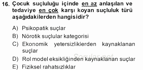 Sosyal Hizmet Kuruluşları 2013 - 2014 Tek Ders Sınavı 16.Soru