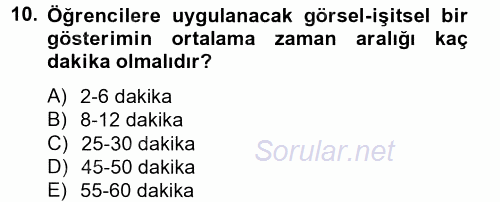 İng. Öğretmenliğinde Öğretim Teknolojileri Ve Materyal Tasarımı 2 2014 - 2015 Tek Ders Sınavı 10.Soru