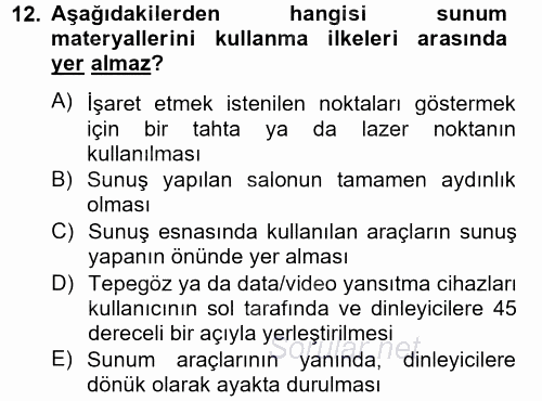 İng. Öğretmenliğinde Öğretim Teknolojileri Ve Materyal Tasarımı 2 2014 - 2015 Tek Ders Sınavı 12.Soru