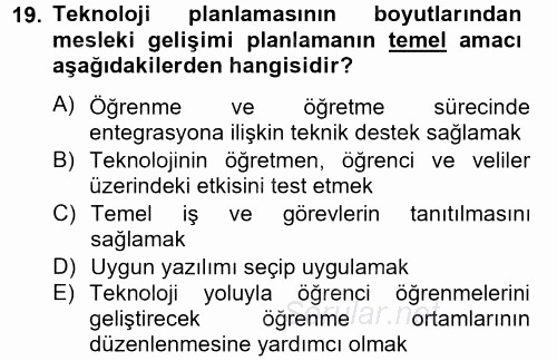 İng. Öğretmenliğinde Öğretim Teknolojileri Ve Materyal Tasarımı 2 2014 - 2015 Tek Ders Sınavı 19.Soru