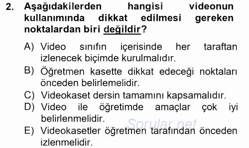 İng. Öğretmenliğinde Öğretim Teknolojileri Ve Materyal Tasarımı 2 2014 - 2015 Tek Ders Sınavı 2.Soru