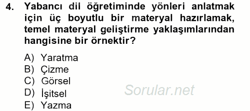 İng. Öğretmenliğinde Öğretim Teknolojileri Ve Materyal Tasarımı 2 2014 - 2015 Tek Ders Sınavı 4.Soru