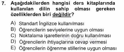 İng. Öğretmenliğinde Öğretim Teknolojileri Ve Materyal Tasarımı 2 2014 - 2015 Tek Ders Sınavı 7.Soru