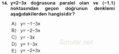 Genel Matematik 2016 - 2017 Ara Sınavı 14.Soru