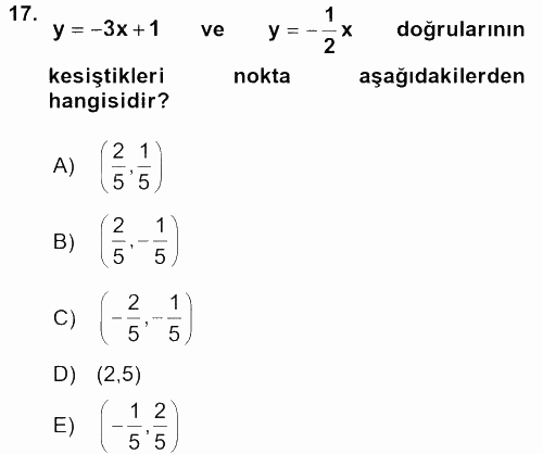 Genel Matematik 2016 - 2017 Ara Sınavı 17.Soru