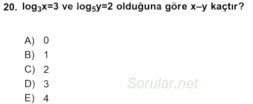 Genel Matematik 2016 - 2017 Ara Sınavı 20.Soru