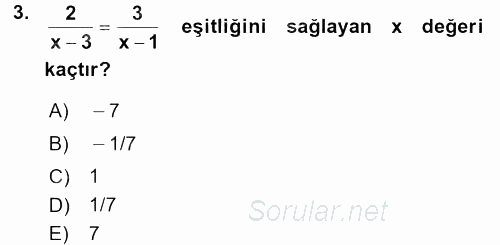 Genel Matematik 2016 - 2017 Ara Sınavı 3.Soru