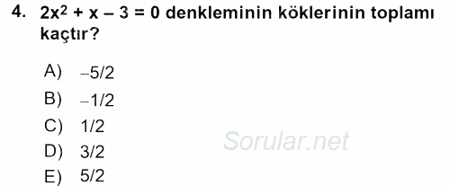 Genel Matematik 2016 - 2017 Ara Sınavı 4.Soru