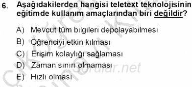 Okulöncesinde Öğretim Teknolojileri Ve Materyal Tasarımı 2013 - 2014 Tek Ders Sınavı 6.Soru