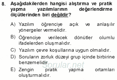 Okulöncesinde Öğretim Teknolojileri Ve Materyal Tasarımı 2013 - 2014 Tek Ders Sınavı 8.Soru
